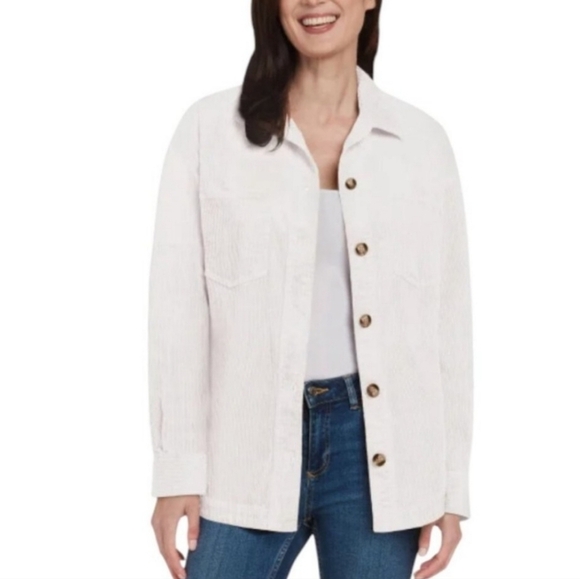 Matty M Corduroy Shirt Jacket Women's Small Cream Button Up Jacket NWT - Picture 1 of 16